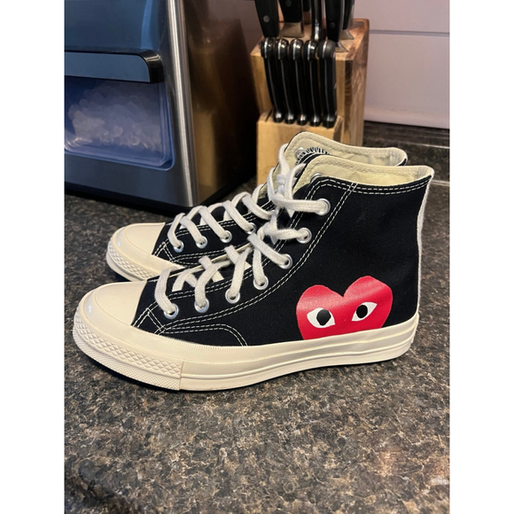 Like New Converse x Comme des Garcons Play Chuck 70 Hi Sneakers - Picture 6 of 12
